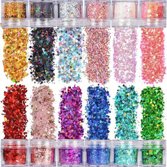 12 Colors Holographic Chunky Nail Art Glitter 120g