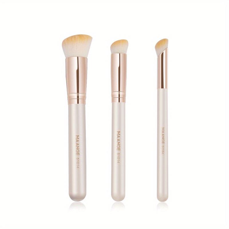 3pcs Wooden Handle Foundation & Concealer Brush Set for Face Makeup