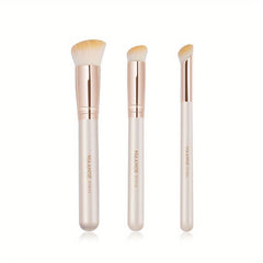 3pcs Wooden Handle Foundation & Concealer Brush Set for Face Makeup