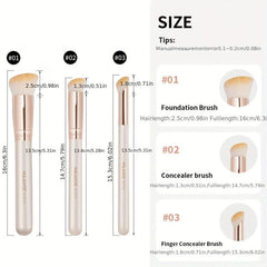 3pcs Wooden Handle Foundation & Concealer Brush Set for Face Makeup