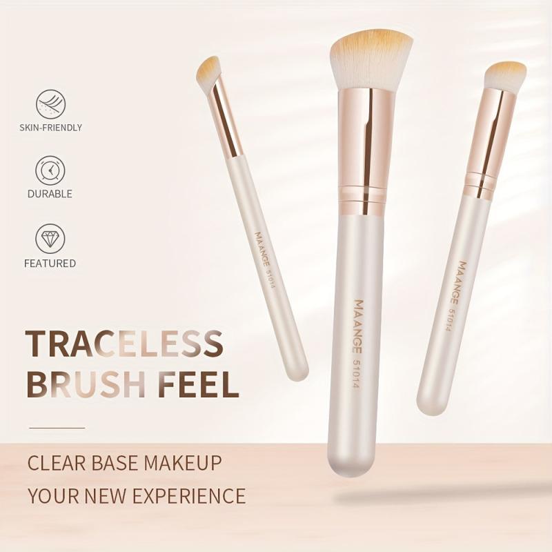 3pcs Wooden Handle Foundation & Concealer Brush Set for Face Makeup