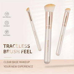 3pcs Wooden Handle Foundation & Concealer Brush Set for Face Makeup