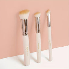 3pcs Wooden Handle Foundation & Concealer Brush Set for Face Makeup