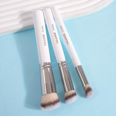 3pcs Wooden Handle Foundation & Concealer Brush Set for Face Makeup