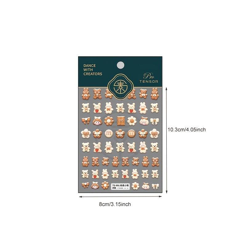 Rabbit Bear Flower Nail Art Decals 5D Charm Manicure Accessories