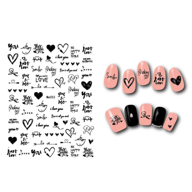 3D Laser Nail Stickers Love Letters Smiley