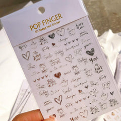 3D Laser Nail Stickers Love Letters Smiley