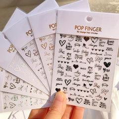 3D Laser Nail Stickers Love Letters Smiley