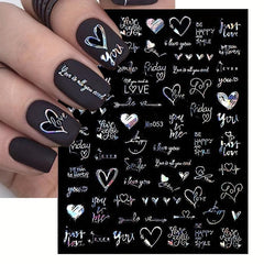 3D Laser Nail Stickers Love Letters Smiley