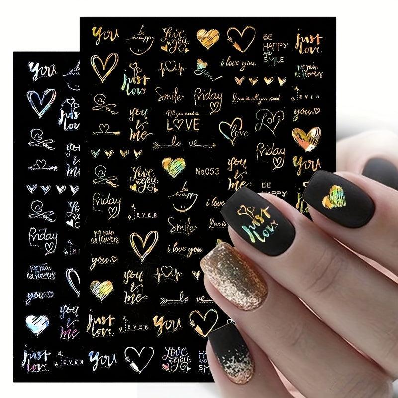 3D Laser Nail Stickers Love Letters Smiley