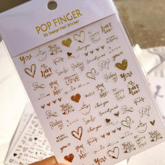 3D Laser Nail Stickers Love Letters Smiley