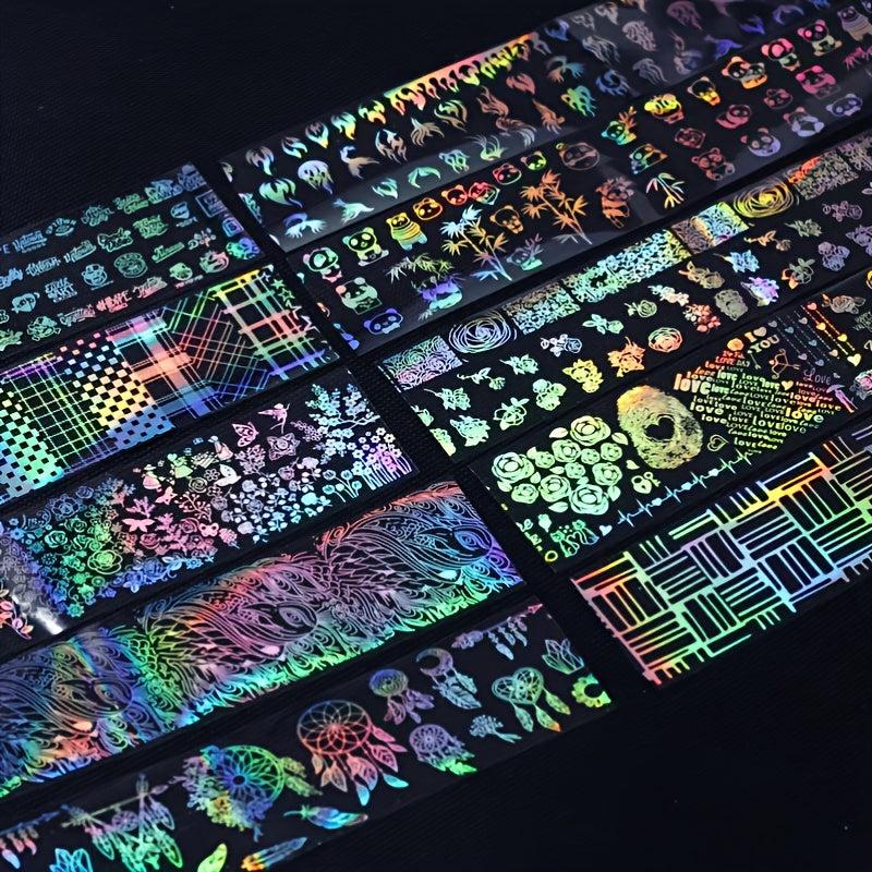 Y2K Manicure Stickers: Flame & Panda Designs - 10 Sheets