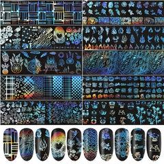 Y2K Manicure Stickers: Flame & Panda Designs - 10 Sheets