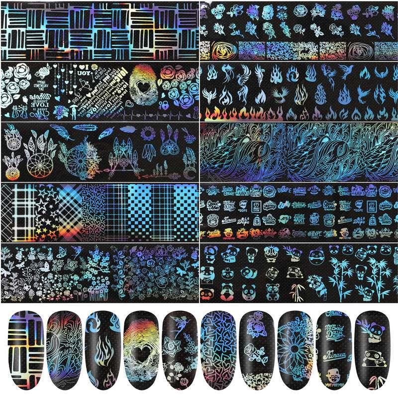 Y2K Manicure Stickers: Flame & Panda Designs - 10 Sheets