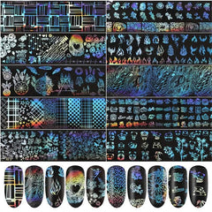 Y2K Manicure Stickers: Flame & Panda Designs - 10 Sheets