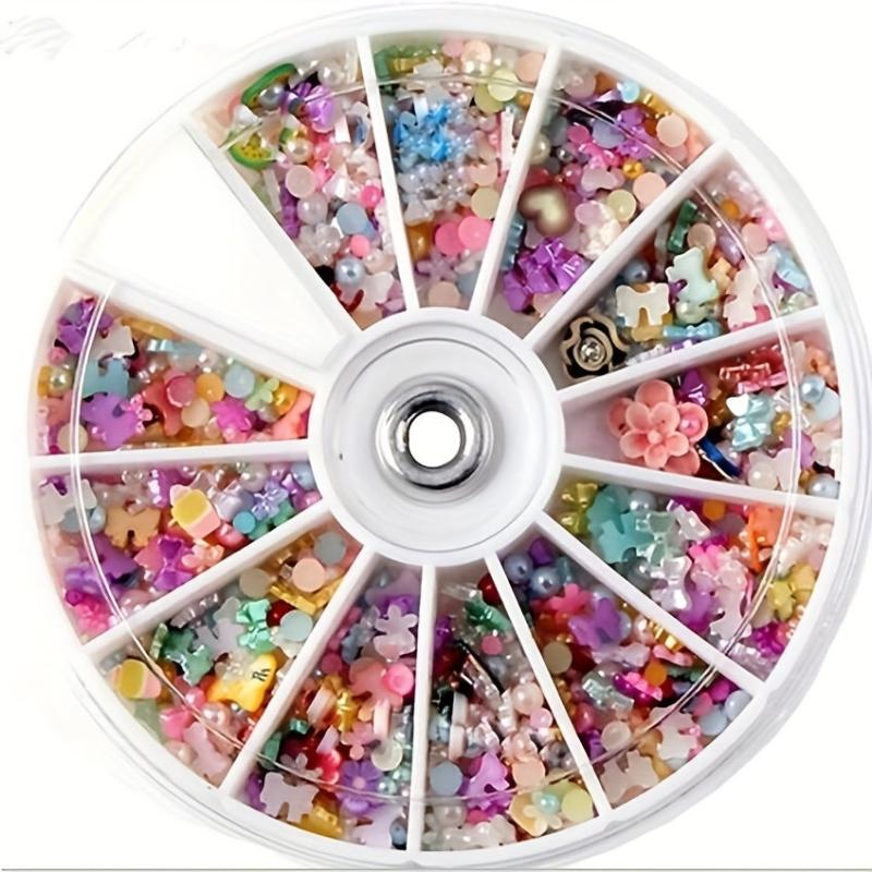 3D Flower Slice Nail Beads Nails Sticker Diamond Resin Gemstones