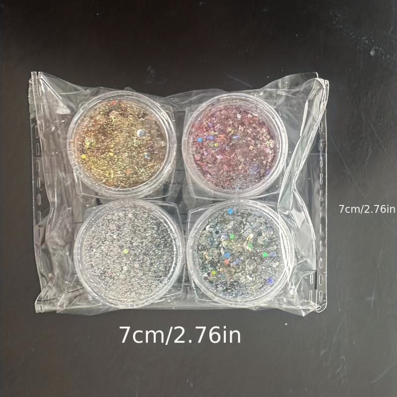 Holographic Nail Sequins Glitters Kit - 4 Boxes Sparkly Metallic Flak