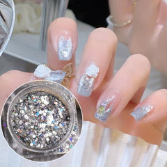 Holographic Nail Sequins Glitters Kit - 4 Boxes Sparkly Metallic Flak
