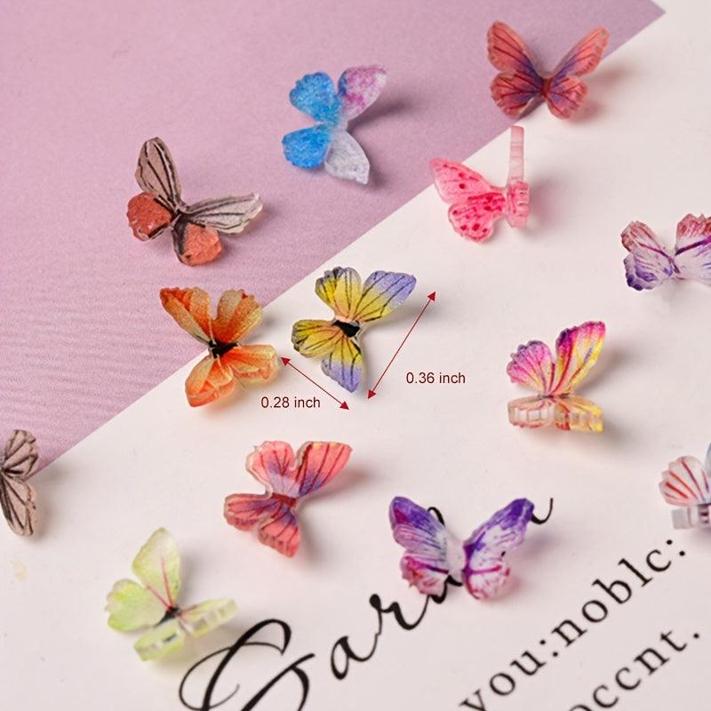 3D Acrylic Nail Charms 10pcs 18 Colors Butterflies Nail Art Decorations