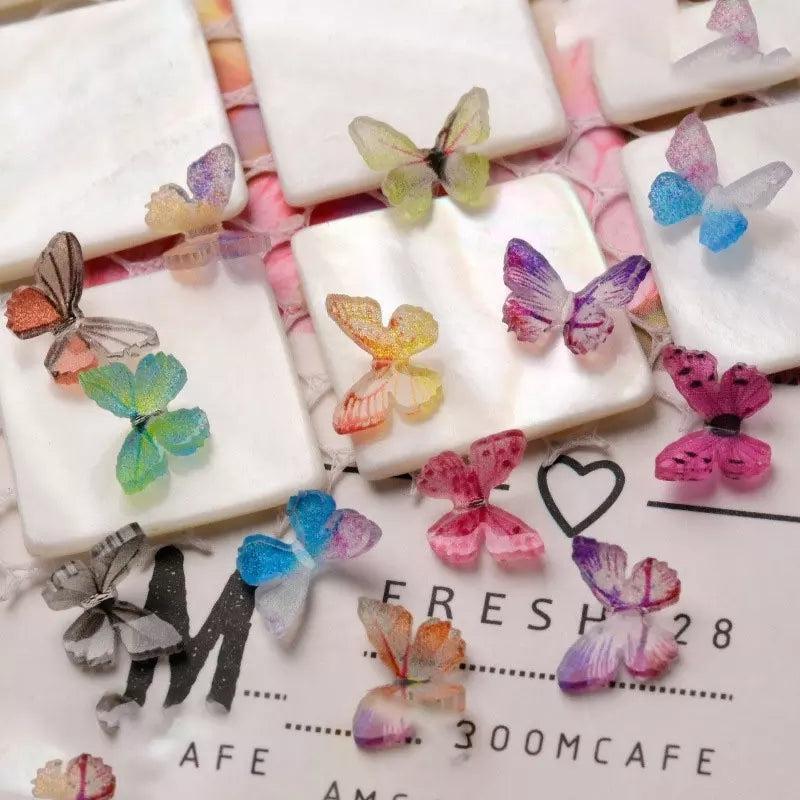 3D Acrylic Nail Charms 10pcs 18 Colors Butterflies Nail Art Decorations