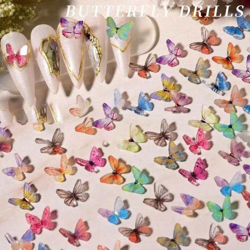 3D Acrylic Nail Charms 10pcs 18 Colors Butterflies Nail Art Decorations