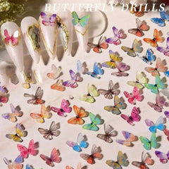 3D Acrylic Nail Charms 10pcs 18 Colors Butterflies Nail Art Decorations