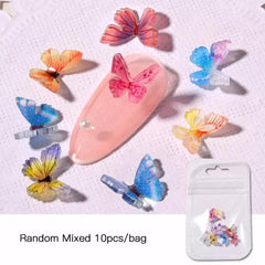 3D Acrylic Nail Charms 10pcs 18 Colors Butterflies Nail Art Decorations