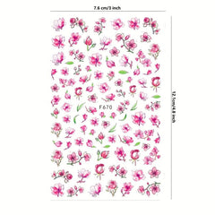 3D Botanical Floral Nail Art Sticker Purple Red Rose Flower Slider Decal
