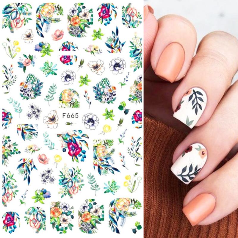 3D Botanical Floral Nail Art Sticker Purple Red Rose Flower Slider Decal