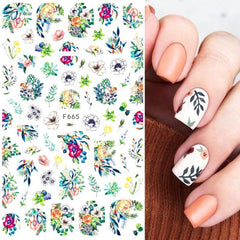 3D Botanical Floral Nail Art Sticker Purple Red Rose Flower Slider Decal