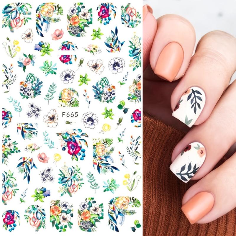 3D Botanical Floral Nail Art Sticker Purple Red Rose Flower Slider Decal