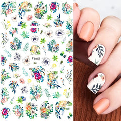 3D Botanical Floral Nail Art Sticker Purple Red Rose Flower Slider Decal