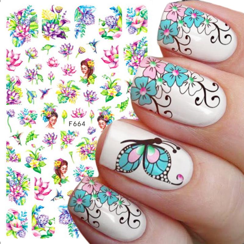 3D Botanical Floral Nail Art Sticker Purple Red Rose Flower Slider Decal