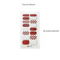 6 Colors Checkerboard Nail Art Strip Wraps Full Cover Nail Stickers 16Pcs