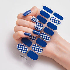 6 Colors Checkerboard Nail Art Strip Wraps Full Cover Nail Stickers 16Pcs