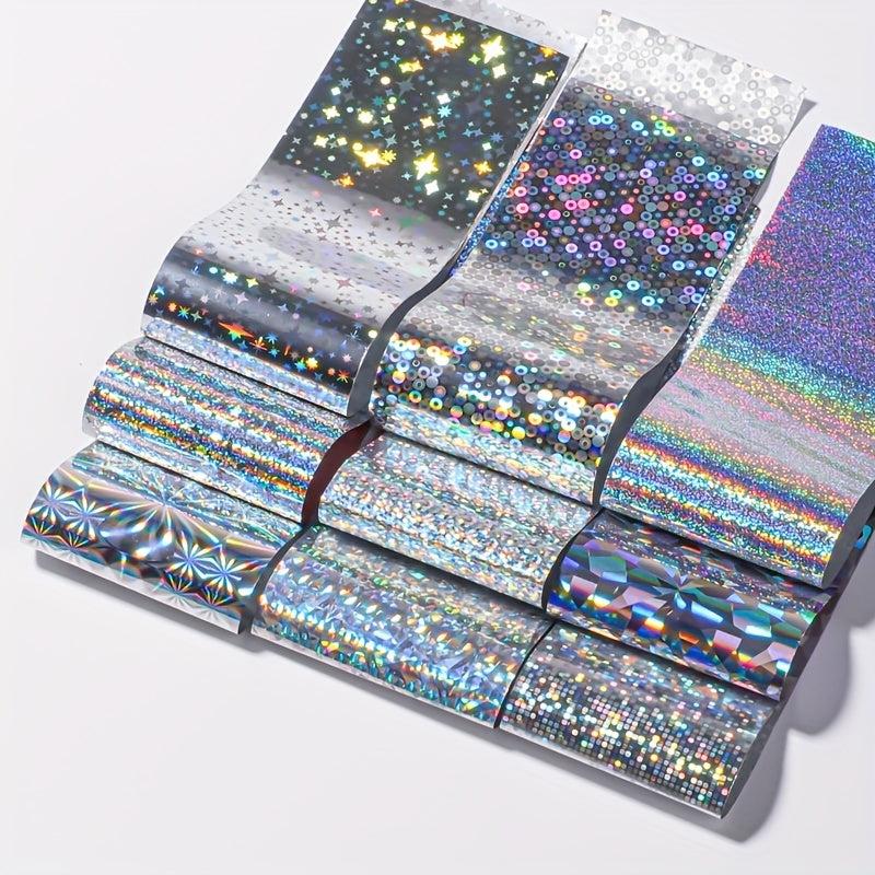 50pcs Starry Sky Nail Foil Transfer Stickers Glitter Nail Decals DIY Nail Salon