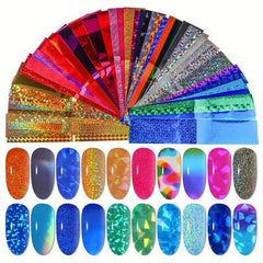 50pcs Starry Sky Nail Foil Transfer Stickers Glitter Nail Decals DIY Nail Salon