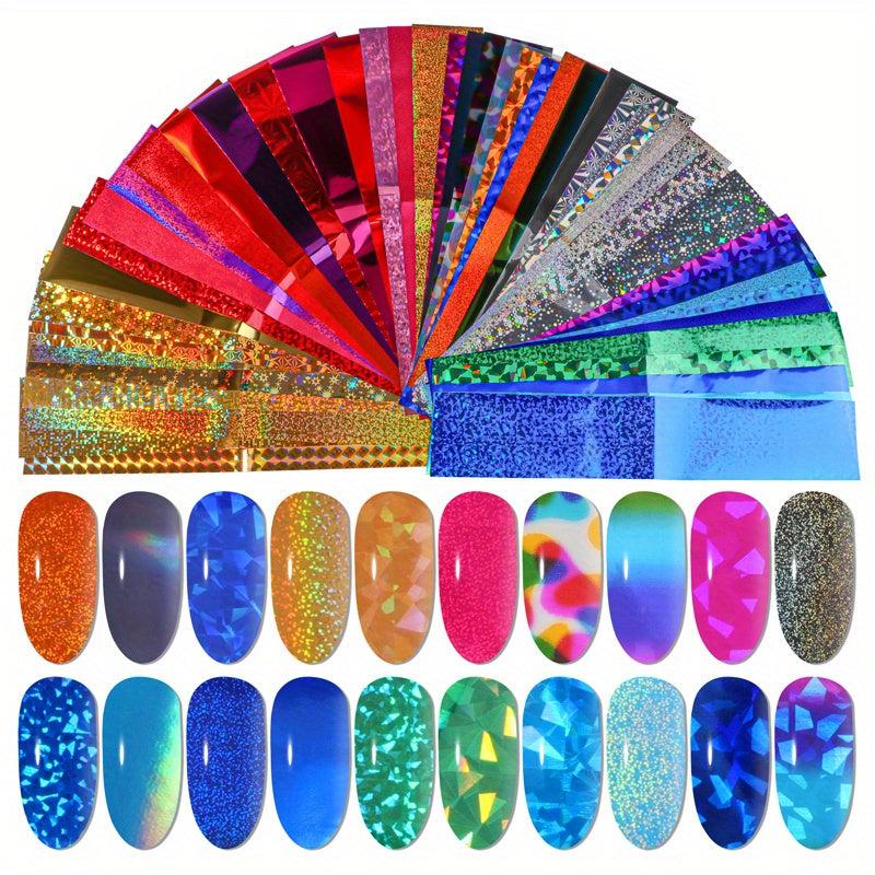 50pcs Starry Sky Nail Foil Transfer Stickers Glitter Nail Decals DIY Nail Salon
