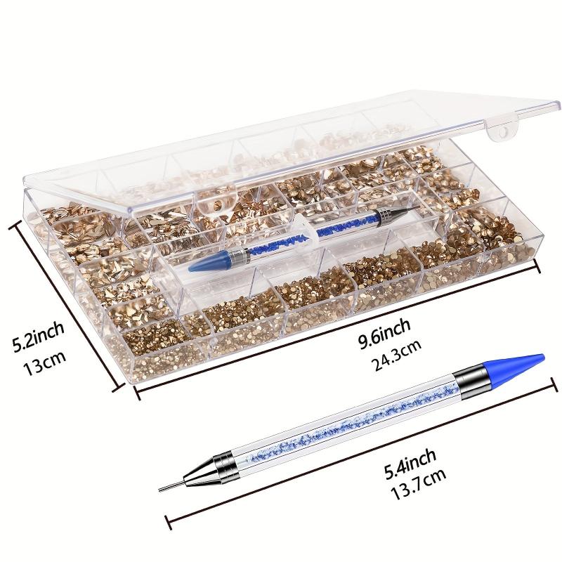 Nail Art Rhinestones Set - 14 Different Shapes Round Crayons Cham