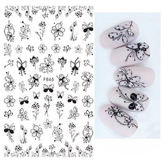 Spring Flower Butterfly Nail Art Stickers Self Adhesive Blossom Nail Art Decals