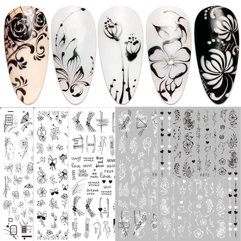 Spring Flower Butterfly Nail Art Stickers Self Adhesive Blossom Nail Art Decals