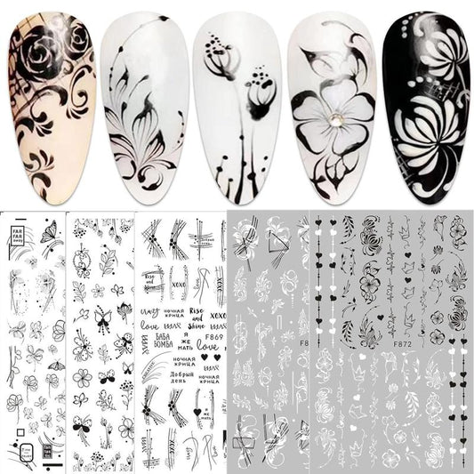Spring Flower Butterfly Nail Art Stickers Self Adhesive Blossom Nail Art Decals