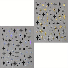 Golden Heart 3D Nail Sticker English Letter Adhesive Slider Foil Nail Art