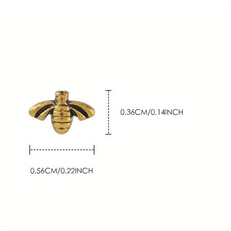 10Pcs 3D Bee Nail Charms Punk Nail Accessories Vintage Metal Nail Art Supplies