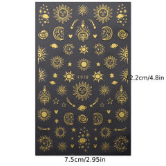 Golden Bronzing Nail Art Stickers Decals Sun Moon Stars Nail Art Decals