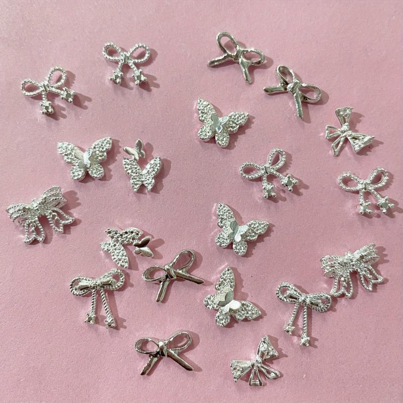 20 pcs Butterfly Nail Art Decals Glitter 3D Metal Charms