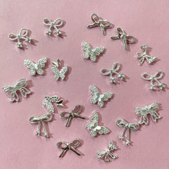 20 pcs Butterfly Nail Art Decals Glitter 3D Metal Charms