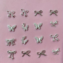 20 pcs Butterfly Nail Art Decals Glitter 3D Metal Charms