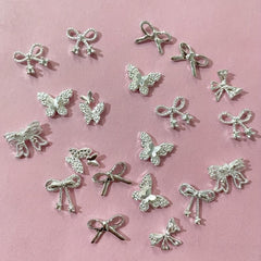 20 pcs Butterfly Nail Art Decals Glitter 3D Metal Charms