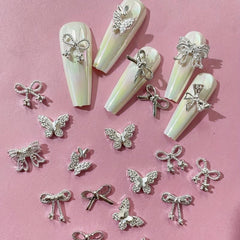 20 pcs Butterfly Nail Art Decals Glitter 3D Metal Charms